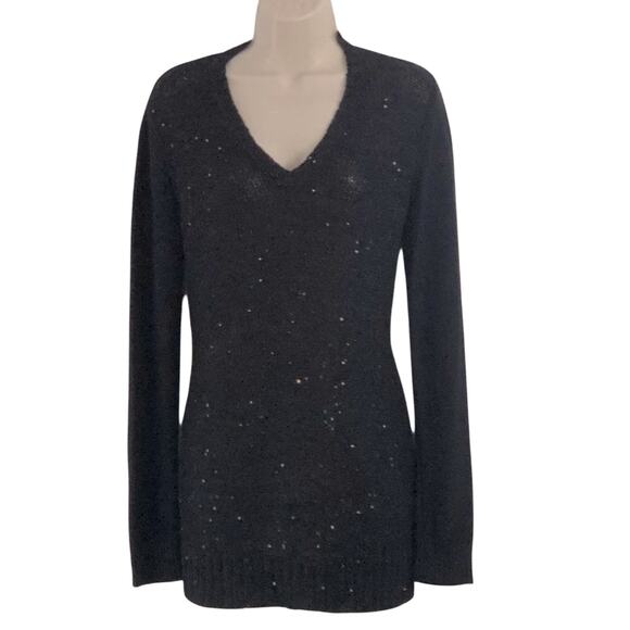 Charter Club Black Sparkle Tunic Sweater V Neck Long Sleeve - Picture 16 of 16